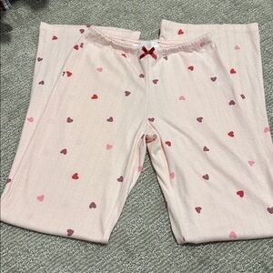 Pink Rose Heart Print Pajama Pants - Light Pink NWOT